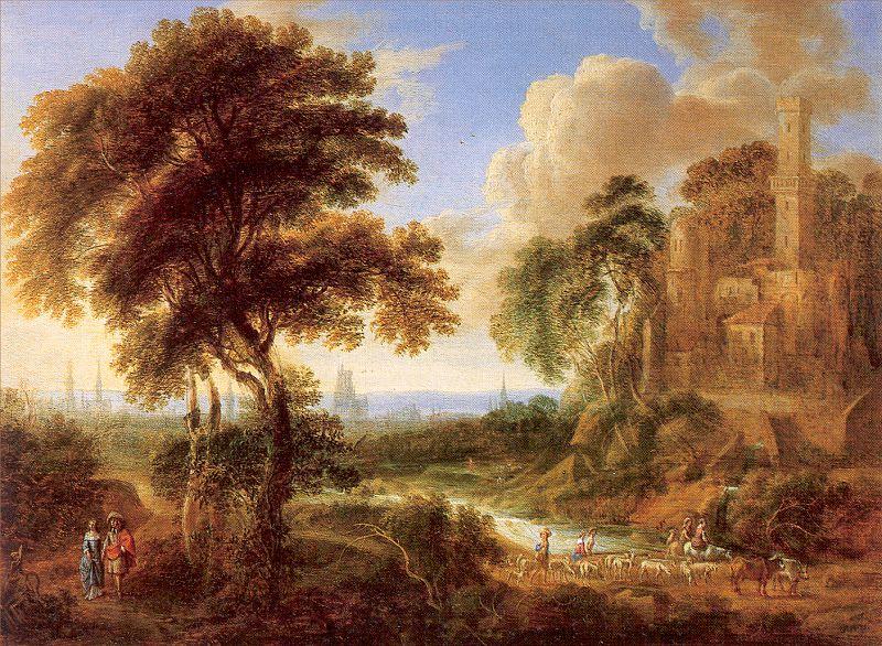 Neyts, Gilles Landscape with a Castle and Town in the Distance. Norge oil painting art